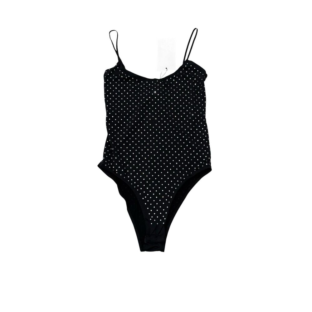 ZARA Black Rhinestone Bodysuit Size S